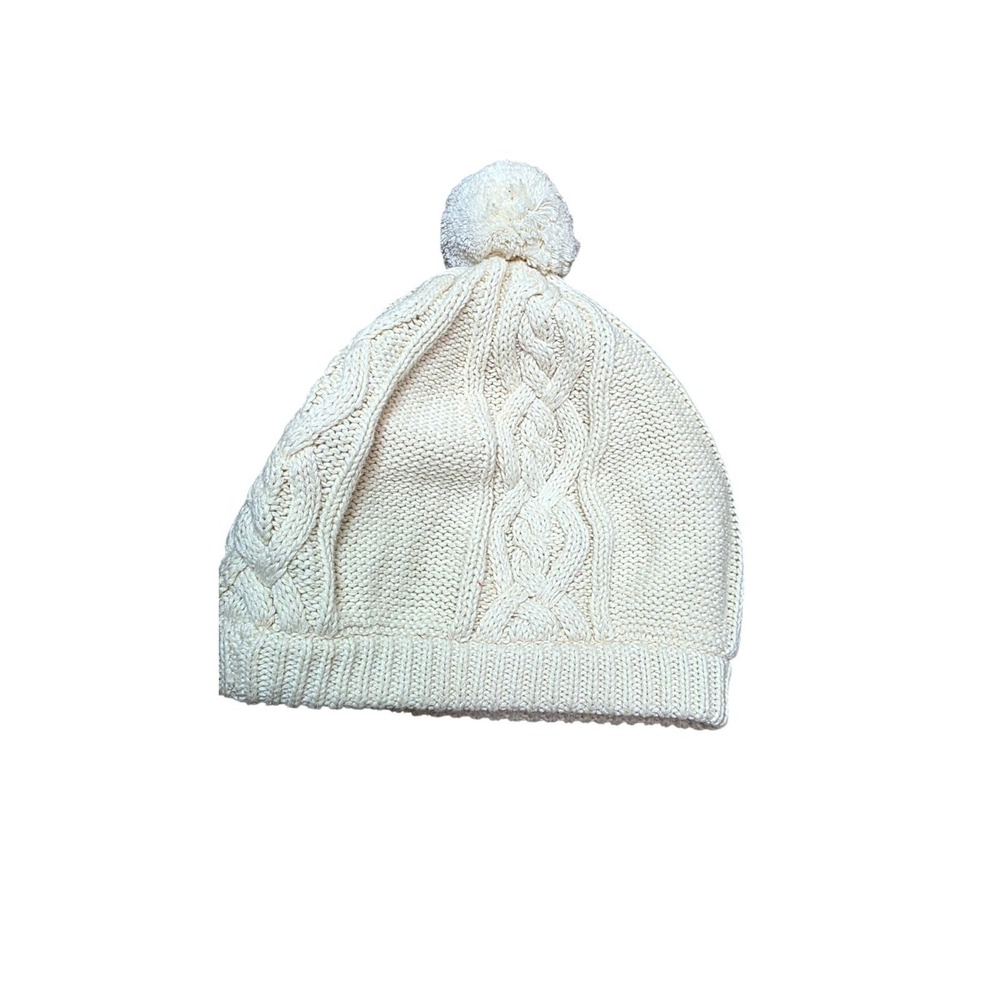 Baby Gap Ivory Cable Knit Pom-Pom Beanie‎ Hat 0-6 Months Baby Winter Warm